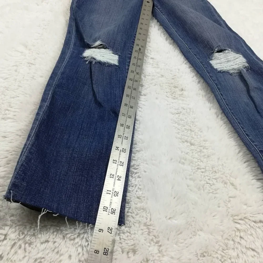 Lagence Womens Jeans Kaia Classic Straight Leg Blue Distressed Stone Wash 25 New